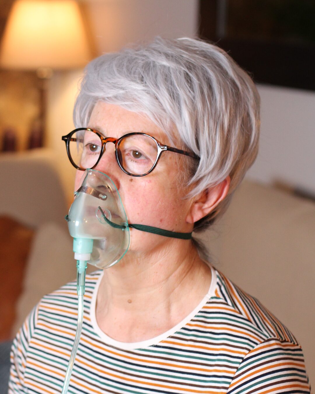 Patient receiving oxygen therapy at home